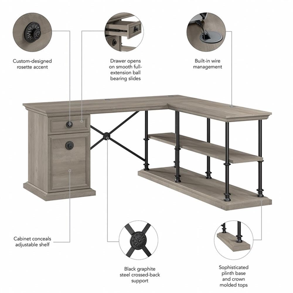 Amazon.com: Bush Furniture Coliseum 64W Designer L Shaped Desk